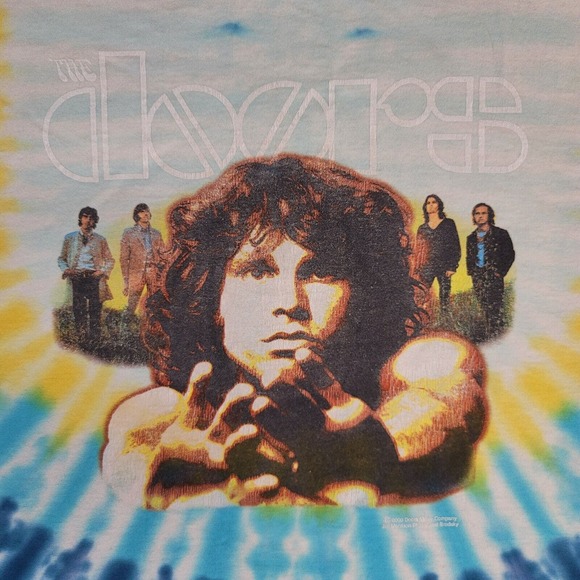 Vintage The Doors Tye Dye Shirt Jim Morrison Waiting for the Sun XXL Y2K AOP - Picture 3 of 10